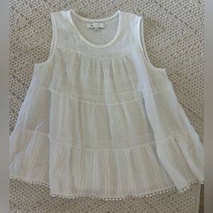 White Sleeveless Tiered Blouse